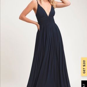Navy Blue Maxi Dress (Prom, Formal)